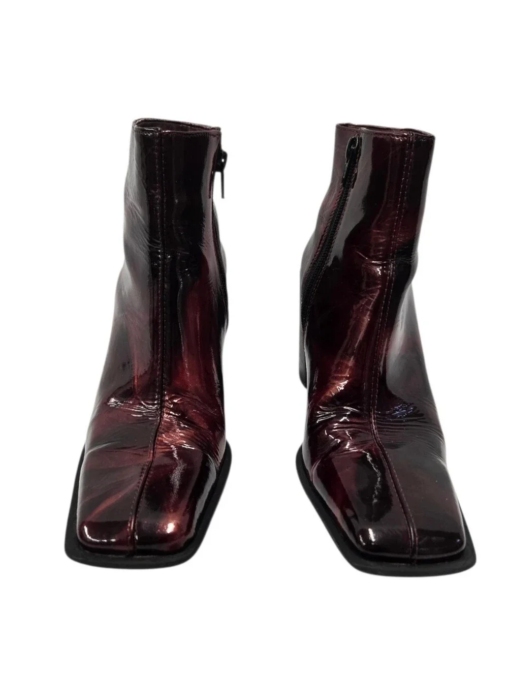 Vintage Y2K Diba Sledge Square Toe Heeled Ankle Boots in Red Marble